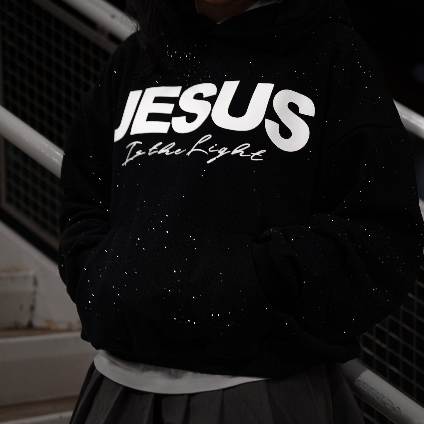 JESUS IS THE LIGHT Rhinestone Hoodie